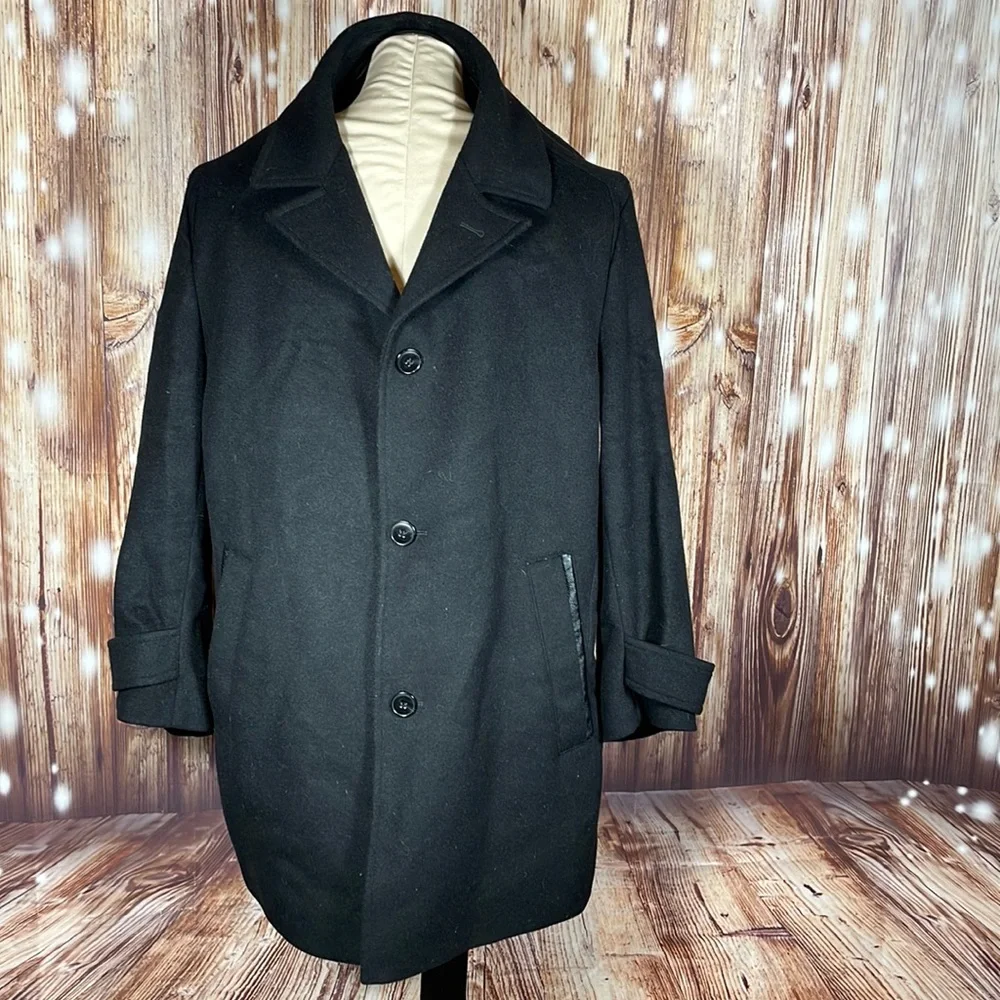 Men’s Hugo Boss Black Wool Cashmere Pea Coat 42R - Picture 2 of 9